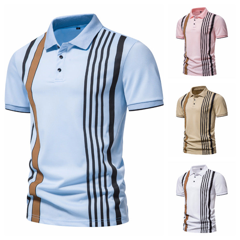 Herren Poloshirt mit modernen Streifen und atmungsaktiven Eigenschaften