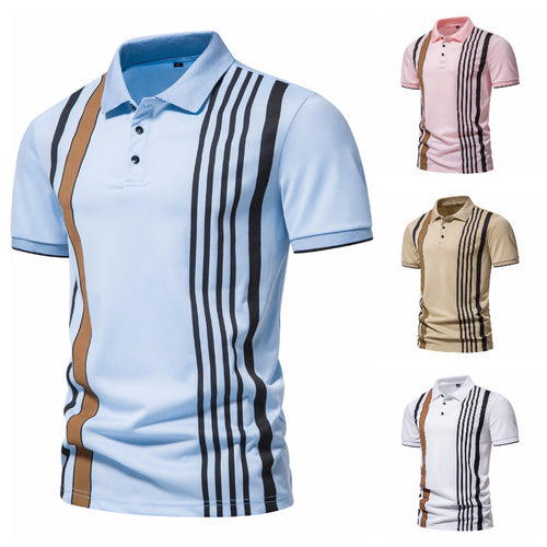 Herren Poloshirt mit modernen Streifen und atmungsaktiven Eigenschaften R&B