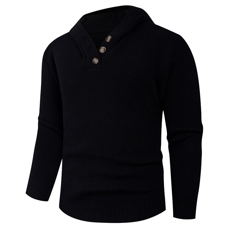Herren Strickpullover mit hochabschließendem Kragen und Knopfdetails R&B