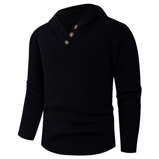 Herren Strickpullover mit hochabschließendem Kragen und Knopfdetails R&B