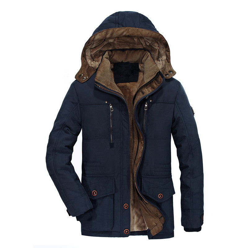 Herren multifunktionale Winterjacke mit gefüttertem Kapuzenkragen R&B