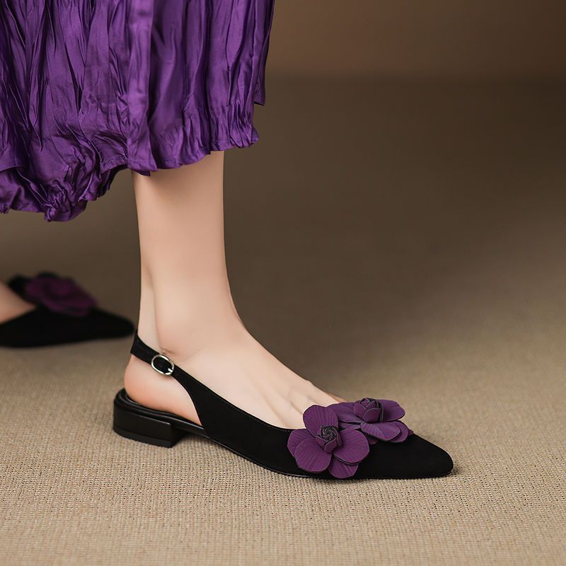 Damen Slingback Ballerinas mit floralen Akzenten R&B