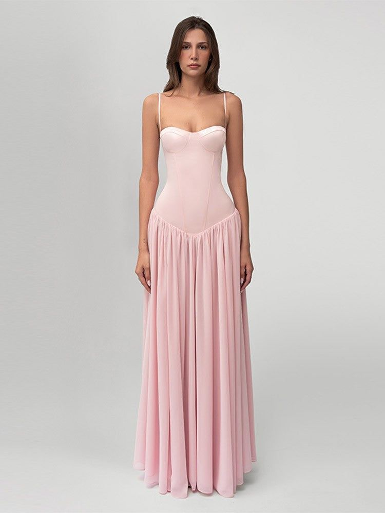 Damen nan modellierendes Bustier-Abendkleid mit vorgeformter Miederkonstruktion und weitfallendem Chiffon-Tellerrock R&B