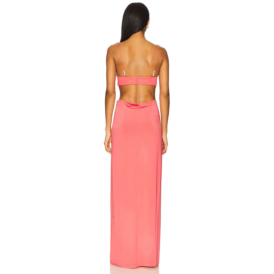 Damen nan Maxikleid mit Bustier-Cups, seitlichen Cut-Outs und feinen Spaghettiträgern R&B