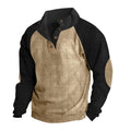 Herren nan thermischer Cordpullover mit Knopfleiste Stehkragen Raglanärmeln und Ellenbogenaufnähern R&B