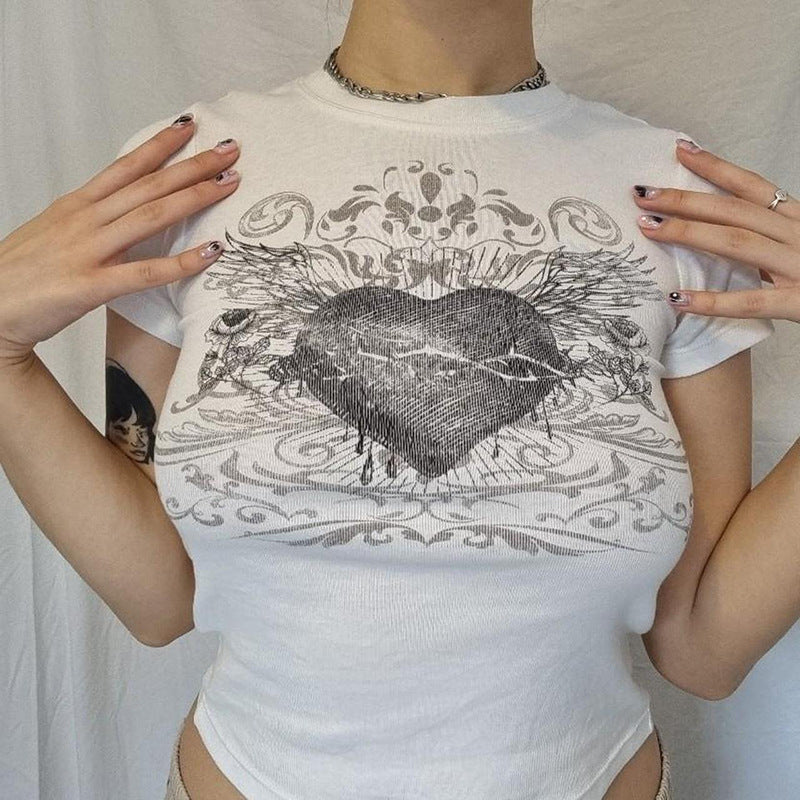 Damen T-Shirt mit kunstvollem Herz-Design R&B