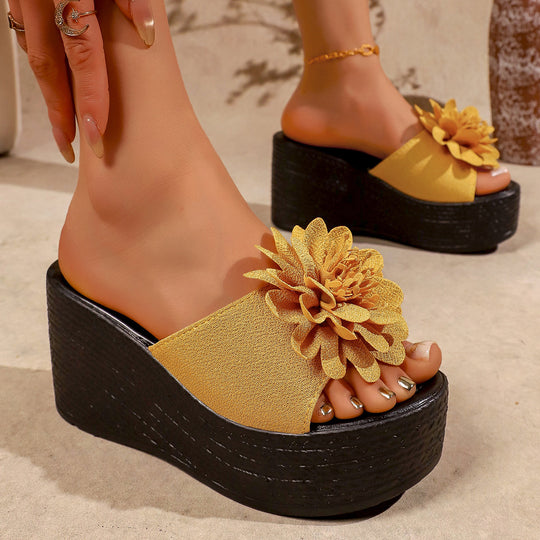 Damen Wedge-Pantoletten mit dekorativem Blumendesign R&B
