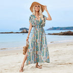Damen Maxi-Kleid mit voluminösen Ärmeln und Paisley-Muster R&B