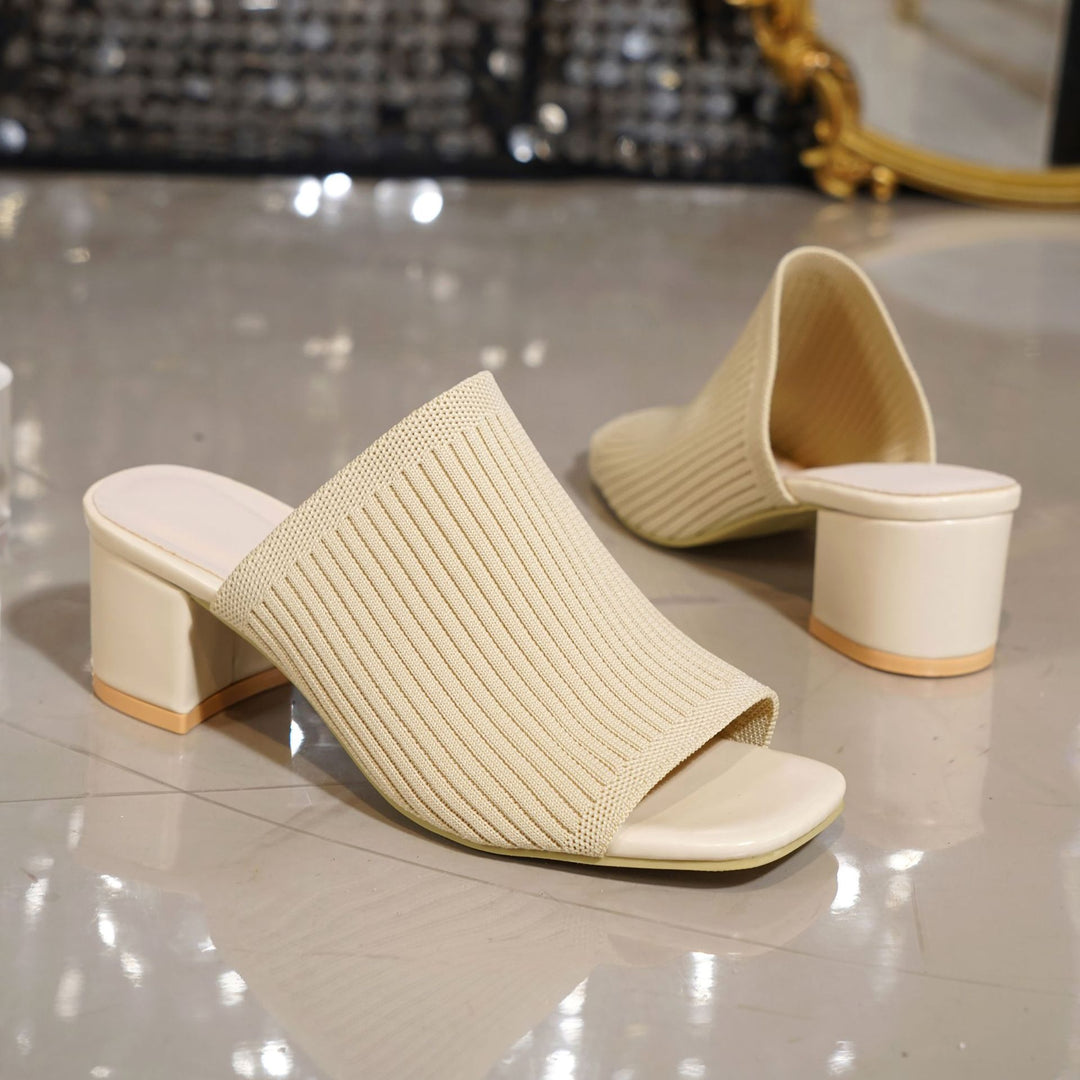 Damen elegante Mules mit strukturiertem Obermaterial und moderatem Blockabsatz R&B