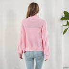 Damen Strickjacke mit hohem Kragen und Reißverschluss R&B