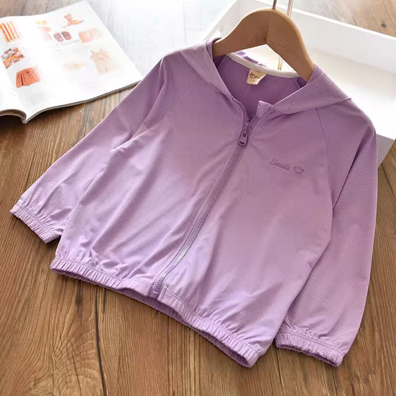 Unisex nan leichte strukturierte Kapuzen-Fullzipjacke für Kinder R&B