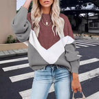 Damen Modischer Strickpullover mit innovativem Muster und weiten Ärmeln R&B
