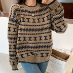 Damen Strickpullover mit modernem geometrischem Muster R&B