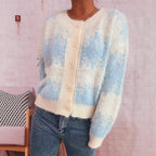 Damen kuschelige Strickjacke mit modischem Knopfdesign und weichem Material R&B