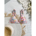 Damen Triangel-Bikinioberteil mit verspieltem Blumenmuster und verstellbaren Trägern R&B