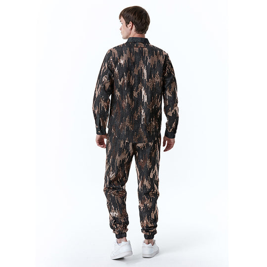 Herren Designer-Jogginganzug mit glitzerndem Muster R&B