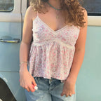 Damen Spitzen-Cami-Top mit floralem Design und lockerem Schnitt R&B