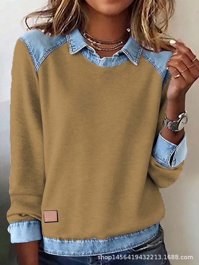 R&B | Sweatshirt mit Kontrast Einsätzen