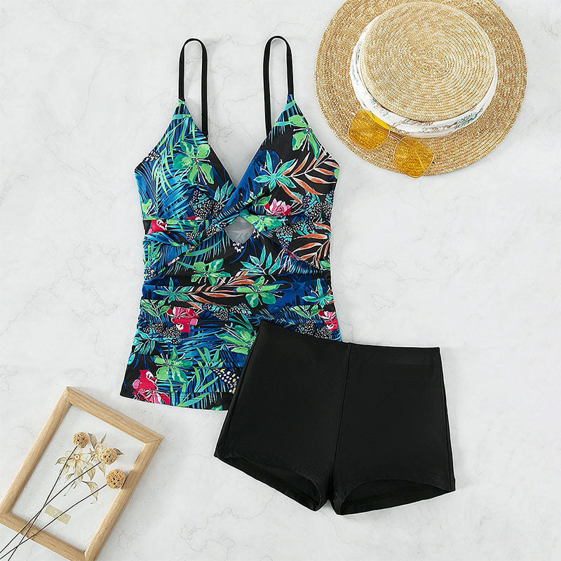 Damen Badeanzug-Set mit floralem Design und hohem Beinausschnitt R&B