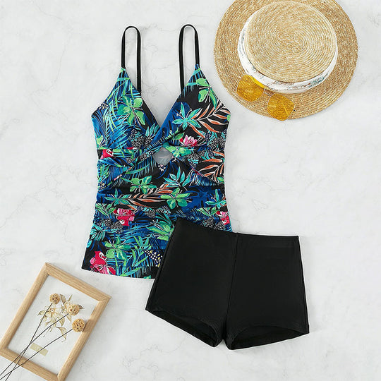 Damen Badeanzug-Set mit floralem Design und hohem Beinausschnitt R&B