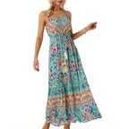 Damen Maxikleid mit floralem Druck und verstellbaren Trägern R&B