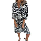 Damen lässiges Strandkleid mit lockerer Passform und schickem Druck R&B
