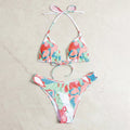 Damen Triangel-Bikini mit verspieltem Muster und verstellbaren Trägern