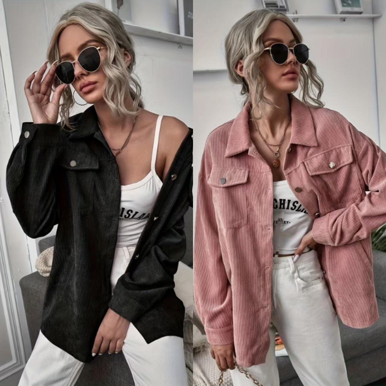 Damen Cordjacke mit modernem Schnitt und praktischen Taschen R&B
