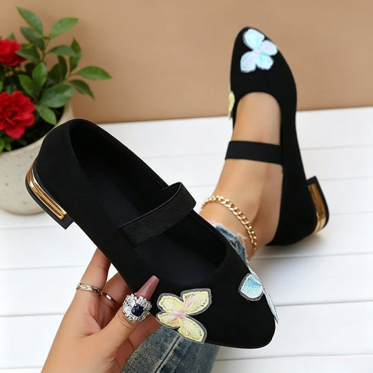 Damen elegante Ballerinas mit floralem Applikationsdesign R&B