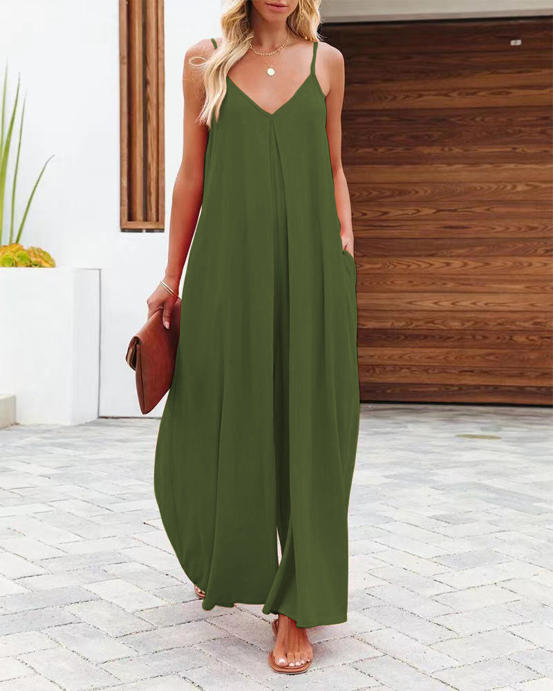 Damen Smarter Jumpsuit mit tiefem V-Ausschnitt und Seitentaschen R&B