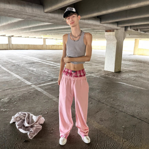 Damen nan lässige Jersey-Loungehose mit elastischem Bund und weitem Bein R&B