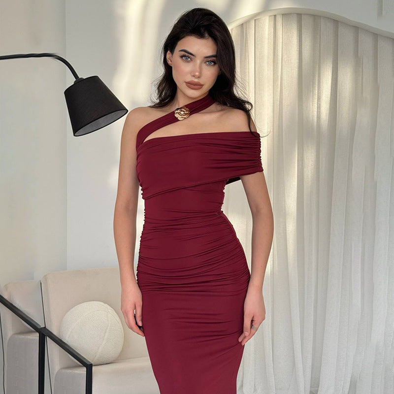 Damen Elegantes Wickelabendkleid mit asymmetrischem Schnitt und figurformendem Design EB