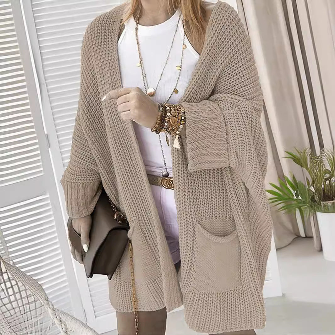 Damen Grobstrickjacke mit praktischen Taschen und lässigem Schnitt R&B