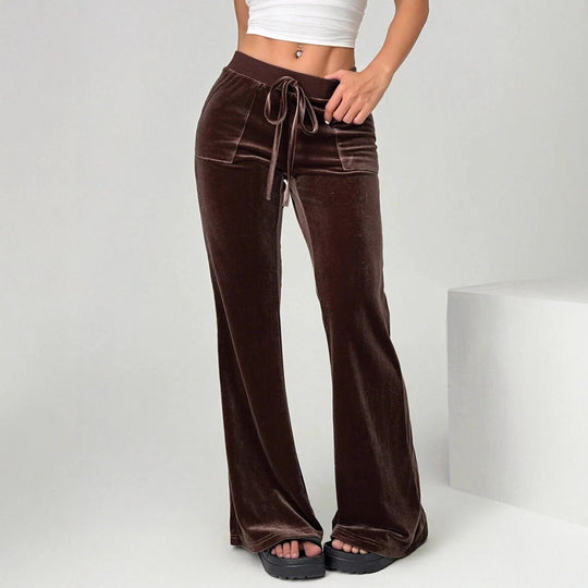 Damen Velours Freizeithose mit elastischem Bund und Taschen R&B