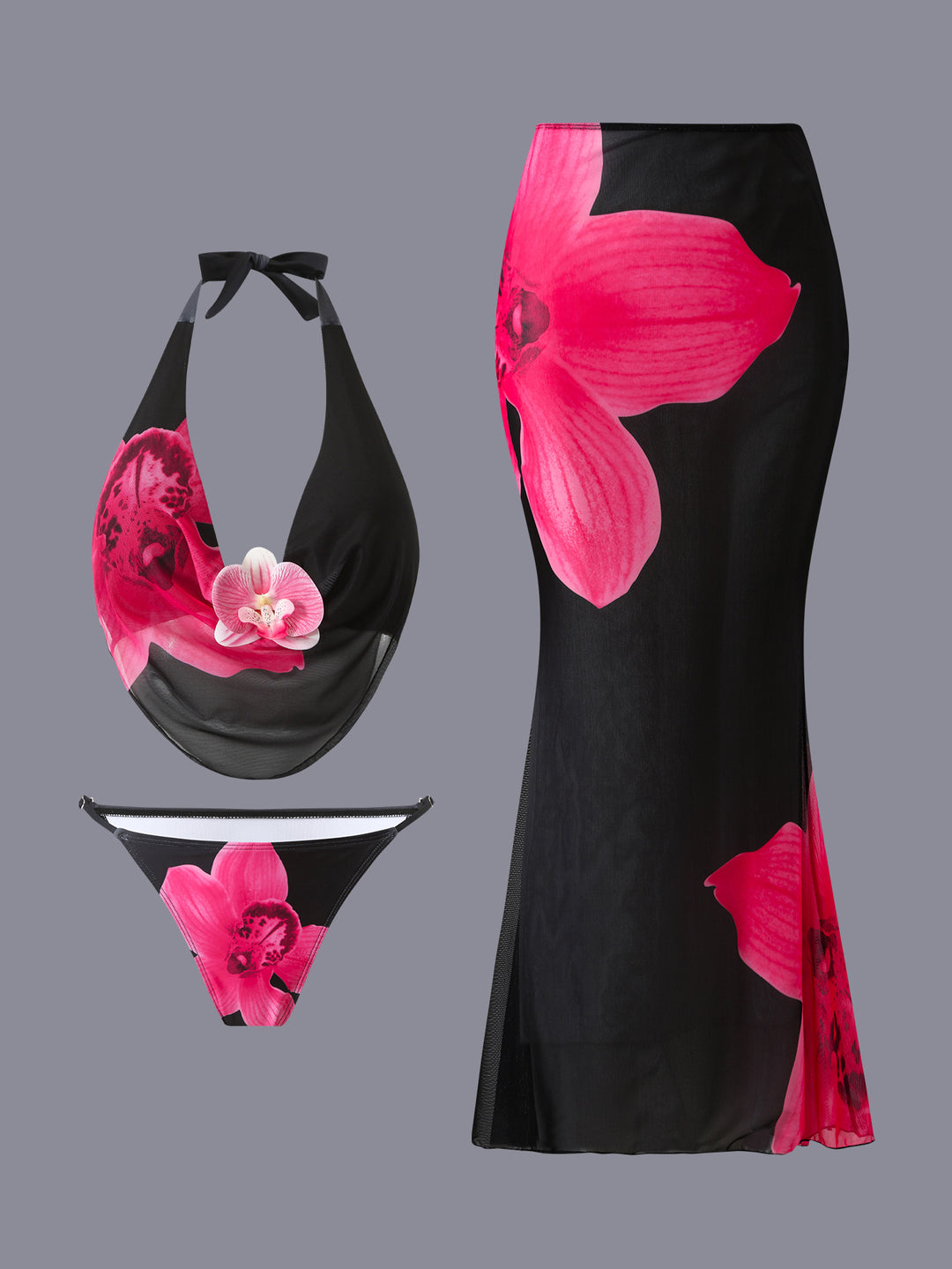 Damen Bikini-Set mit floralem Design und elegantem Wickeloberteil R&B