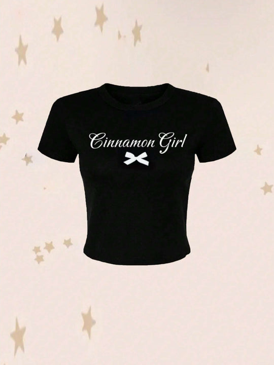 Damen Crop-T-Shirt mit kreativem Nostalgie-Druck und lässigem Schnitt R&B