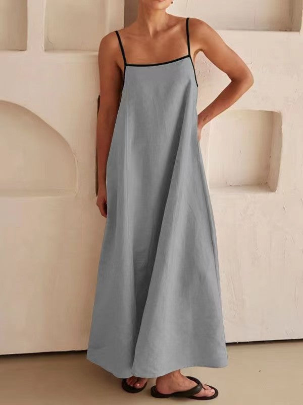 Damen Sommerliches Maxikleid mit schmalen Spaghettiträgern und fließendem Schnitt R&B