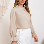 Damen elegante Bluse mit Rüsche R&B