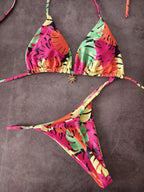 Damen Triangel-Bikini mit tropischem Blättermuster R&B