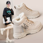 Damen High-Top Sneakers mit warmem Innenfutter und modischem Reißverschluss R&B