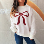 Damen kuscheliger Pullover mit verspieltem Schleifenmuster R&B