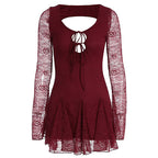 Damen Spitzenkleid mit Cut-Outs und langen Ärmeln R&B