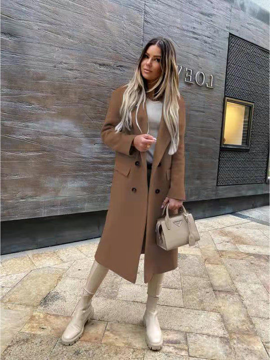 Damen Eleganter und zeitloser Wool Coat mit Doppelreiher R&B