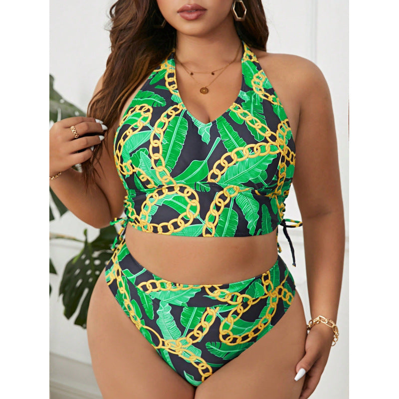 Damen Triangel-Bikini mit modischem Ketten-Design und seitlichen Raffungen R&B