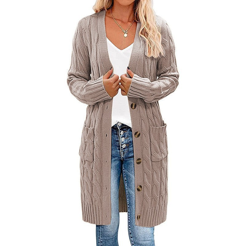 Damen Strickjacke mit Kabelmuster und Taschen R&B
