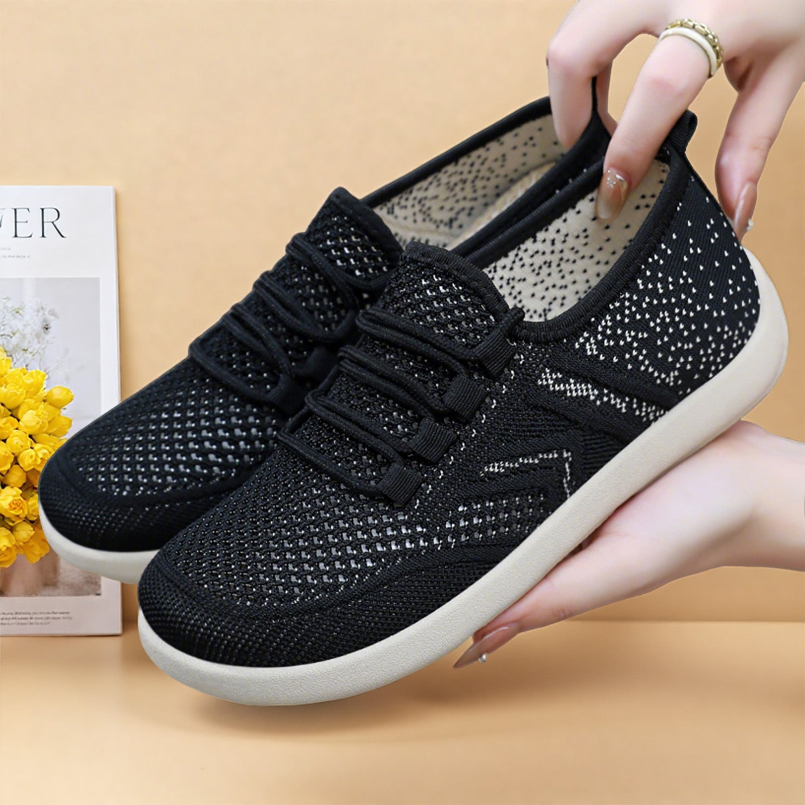 Damen Sportliche Mesh-Sneaker mit flexiblem Sohlenkonzept