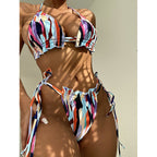 Damen Triangel-Bikini mit doppeltem Rüschendesign und verstellbarem BindR&Band R&B