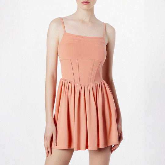 Damen schickes Sommerkleid mit Trägern und Falten R&B
