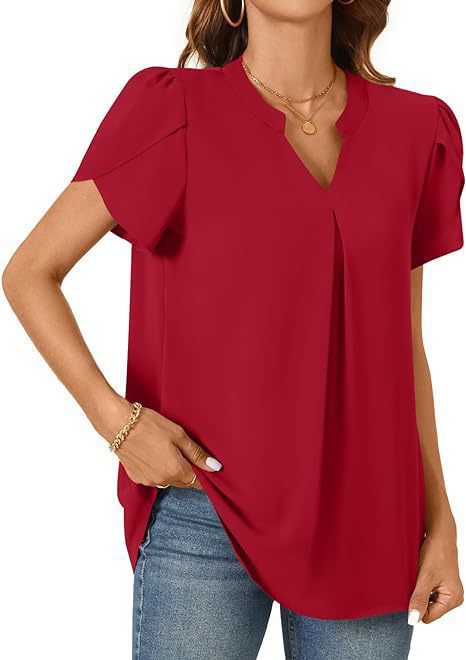 Damen Elegante Bluse mit V-Ausschnitt und Puffärmeln R&B