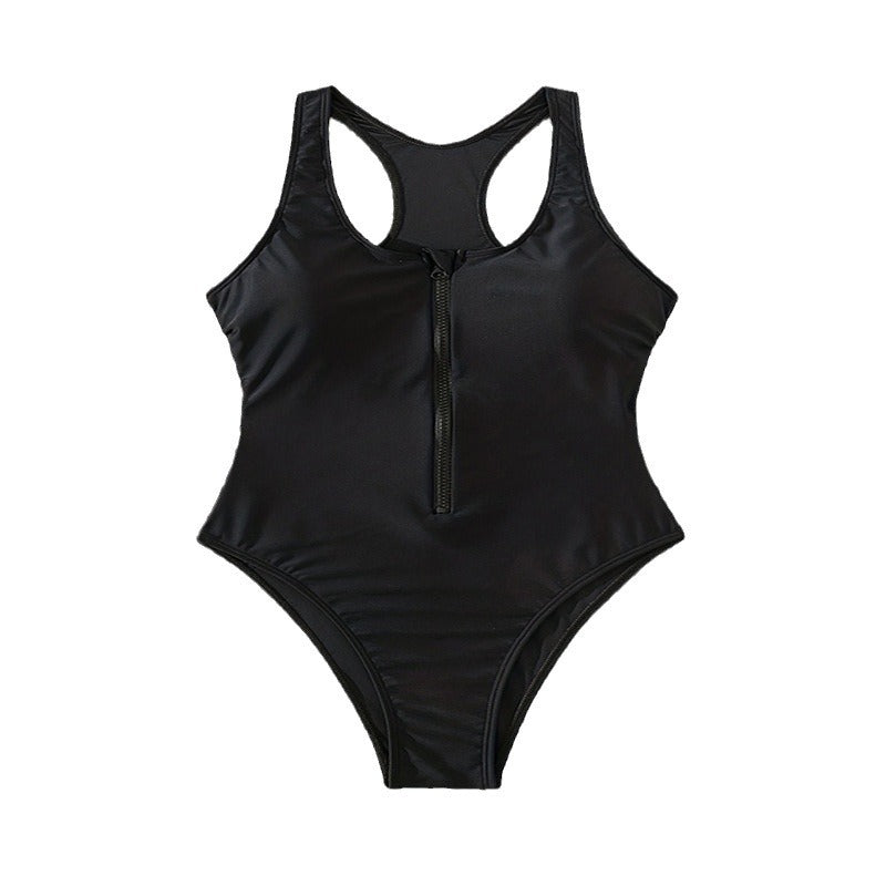 Damen Einteiler Badeanzug mit durchgehendem Reißverschluss und Racerback-Design R&B